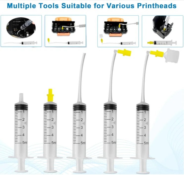 Printer Heads Syringe Cleaning Tool Cleaner Printer Printhead Cleaning Kit Ink Suction Syringe Tool Set Clean Ink Repair Tool