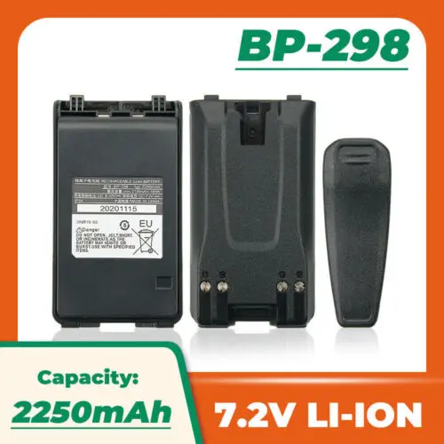 2pcs NEW 7.2V 2250mAh Li-ion Battery Pack BP-298 for Radio Walkie Talkie ICOM IC-V86 Two Way Radio