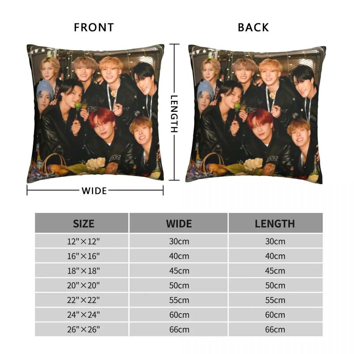 Ateez Pillowcase Polyester Linen Velvet Printed Zip Decor Home Cushion Cover