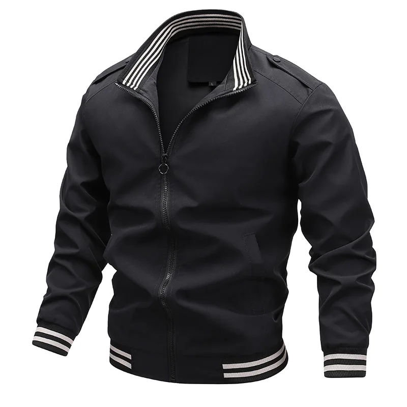 

2023 Men Fashion Casual Spring Windproof Stand Collar Jackets Men Autumn Outdoor Comfortable Lightweight Solid Color Jacket Men