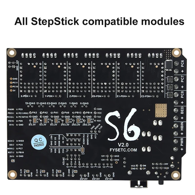 S6 V2.1 Board 32 Bit Control Board Support 6X TMC Drivers Uart/SPI Flying Wire XH Connector For VORON V1.8 V1.9