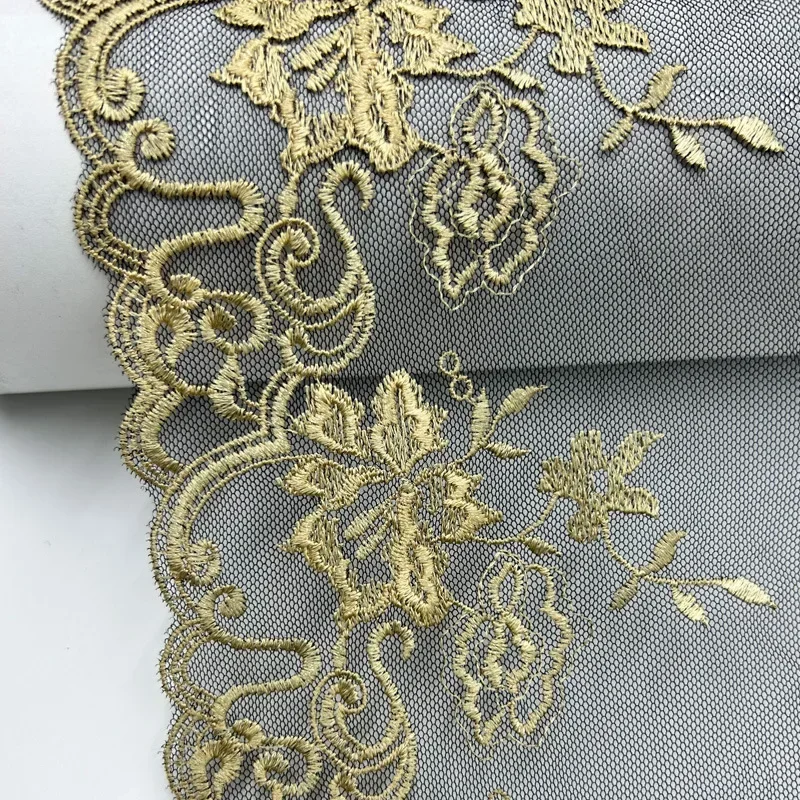 1 Yard Unilateral Eyelashes Black Mesh Flower Embroidery Lace Thin Home Textile Performance Skirt Edge Accessories
