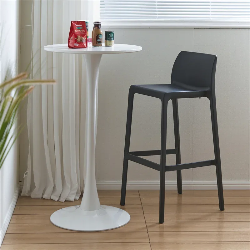 Nordic style simple plastic bar chair plastic bar chair hollow design stackable home bar front desk high chair