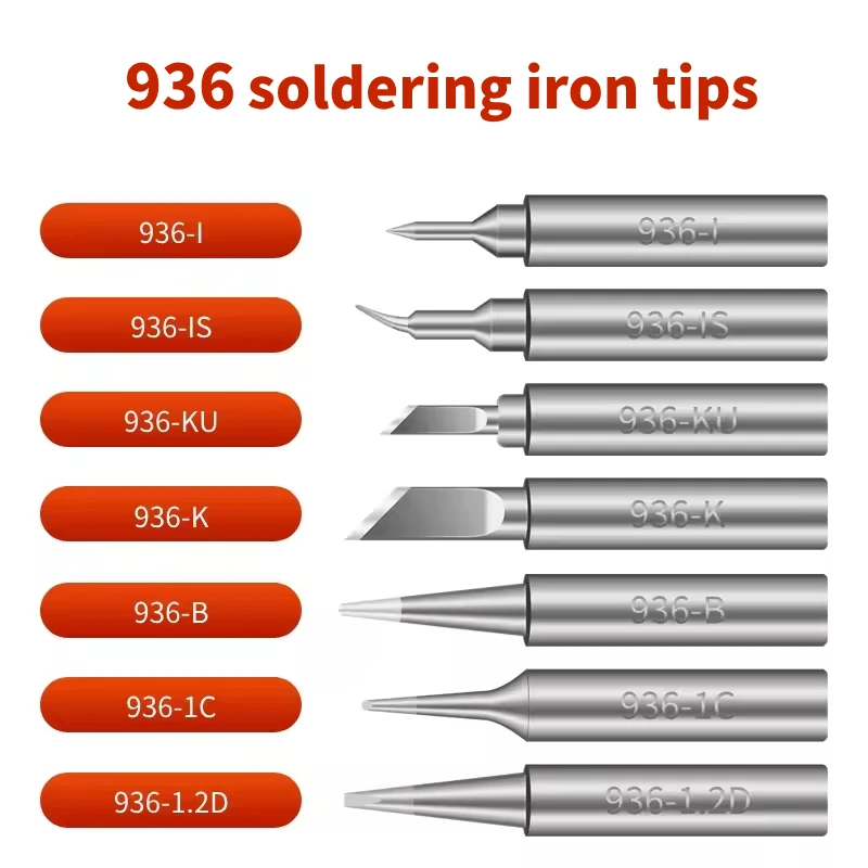 936 Series Soldering Iron Tips 936-K KU IS Professional Pure Copper Welding Head for Hakko 936 907 Welding Handle