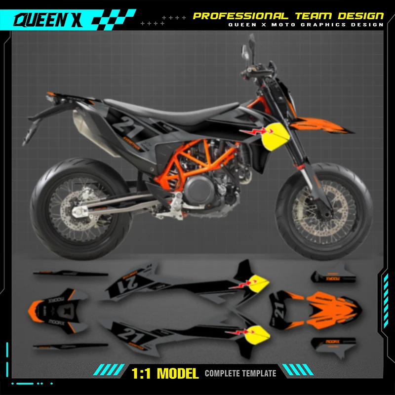 

Queen X MOTOR Full Set Motorcycle Graphics Decals Adhesive Stickers Kits For KTM SMC-R 690 Enduro 2019 2020 2021