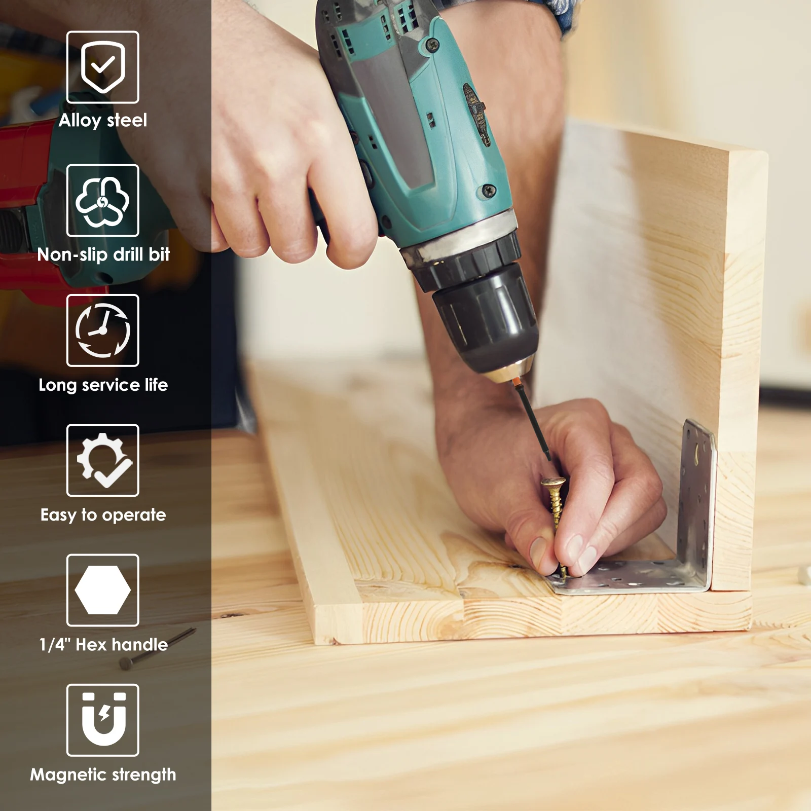 ชุดดอกไขควงหกเหลี่ยมแบบกระแทก อัลเลน วิงค์ พร้อมดอกสว่าน ขนาดเมตริกและ SAE 1/4 นิ้ว ก้านหกเหลี่ยม เหล็ก S2 ปลายดอกสว่านกลึงด้วยเครื่อง CNC พร้อมแม่เหล็ก หัวหกเหลี่ยมแบบกระแทก