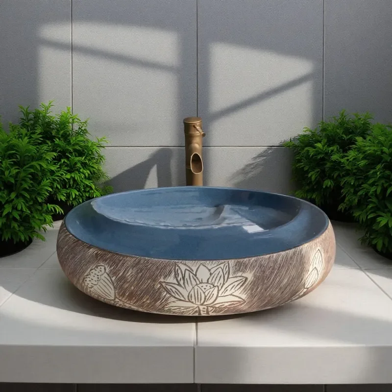 for Antique Wash Basin Table Basin Retro Ceramic Wash Basin Toilet Art  Round Household Art Outdoor