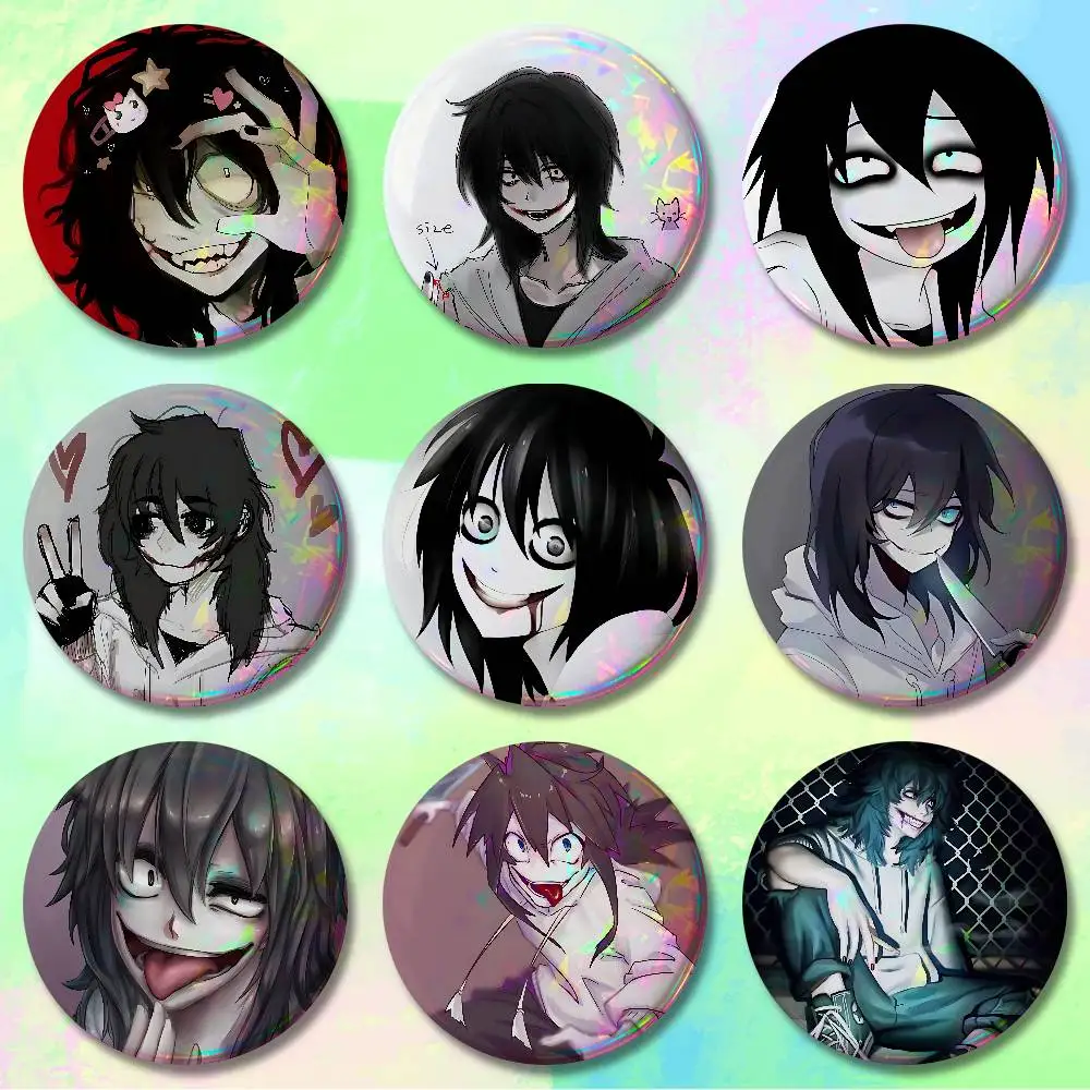 Creepy Urban Killer J-Jeffs-S Enamel Pin Tinplate Round Brooch Cosplay Nijigen Otaku Culture Badges 58mm 44mm 32mm 75mm 25mm