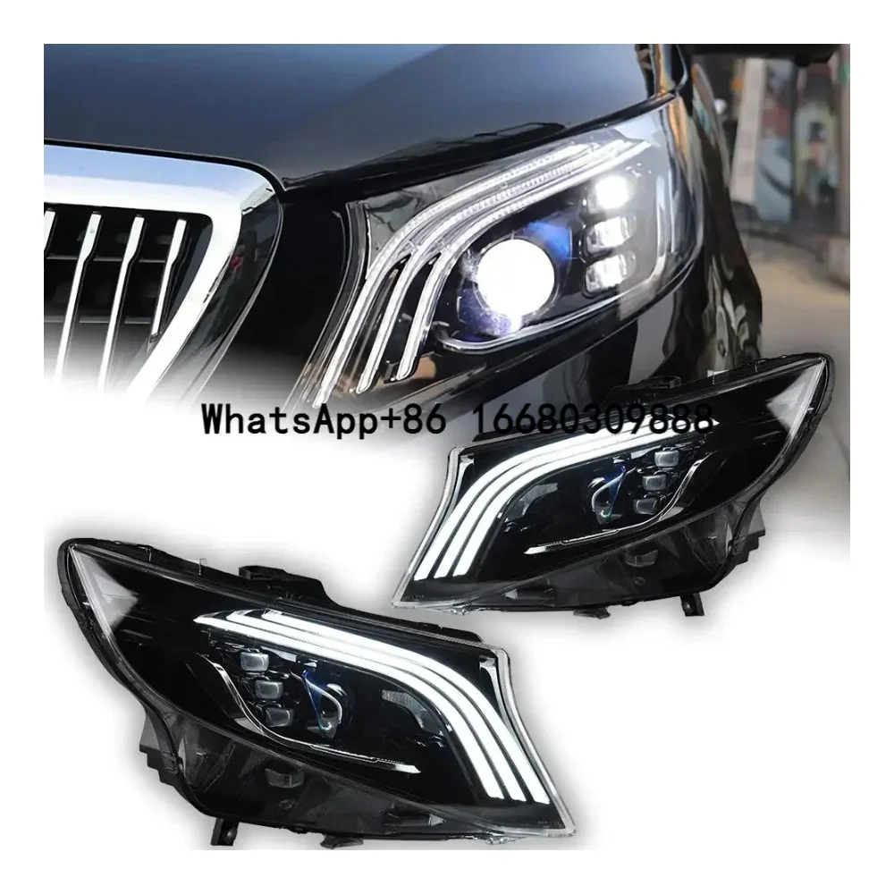 Vito V260 Upgrade to  Headlights For Benz vito 2011-2015 V-Class V260 2016-2021 LED Projector Lens DRL W447 Head Lamp