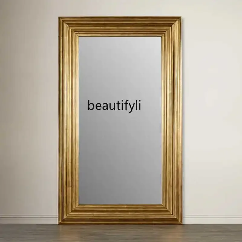 

ss1001 French retro floor-to-ceiling full-length mirror European-style engraved full-length mirror Home clothing store fitting m