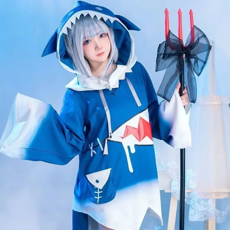 Hololive Gawr Gura Cosplay Costume ENG Shark Costume for Women Halloween Youtuber Cosplay Full Set Tail