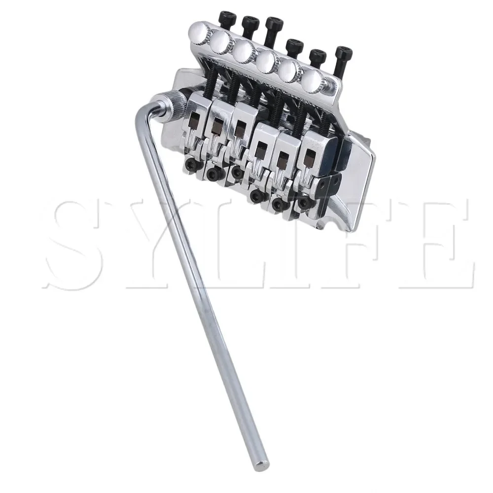 

6-String Double Lock Tremolo Bridge System - Professional Chrome Plated Electric Guitar Bridge for Stable Tuning Vibrato Effects