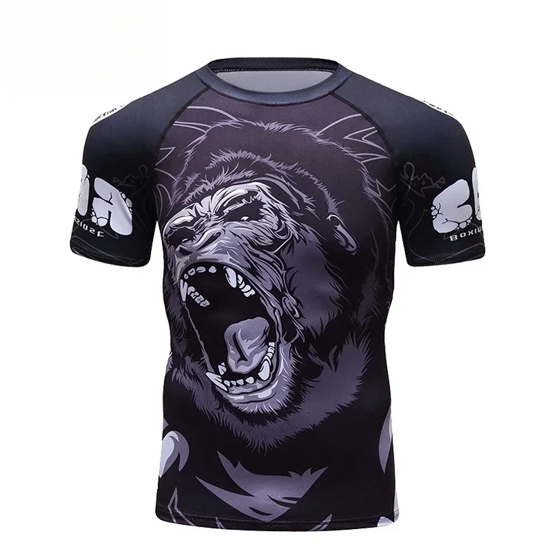 Mma Rashguard for Men Jiu Jitsu Compression Shirt Fitness Tops Short Sleeve Kickboxing Gym Fightwear Boxeo Muay Thai T-Shirts