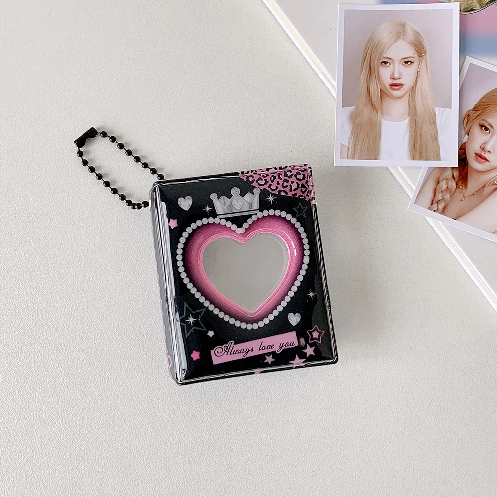 Y2K Style Crown Hollow Mini PVC Album Koreański Mini ID Photo Display Pendant Storage Book Trendy Idol Small Card Binder Mini Album