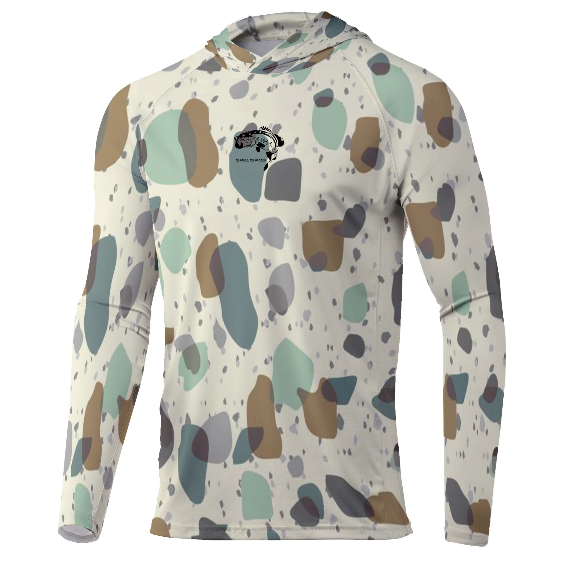 釣り用パーカー フィッシュシャツ カラフルストーンプリント  - Fishing Shirt Uv Protection のレビューと価格