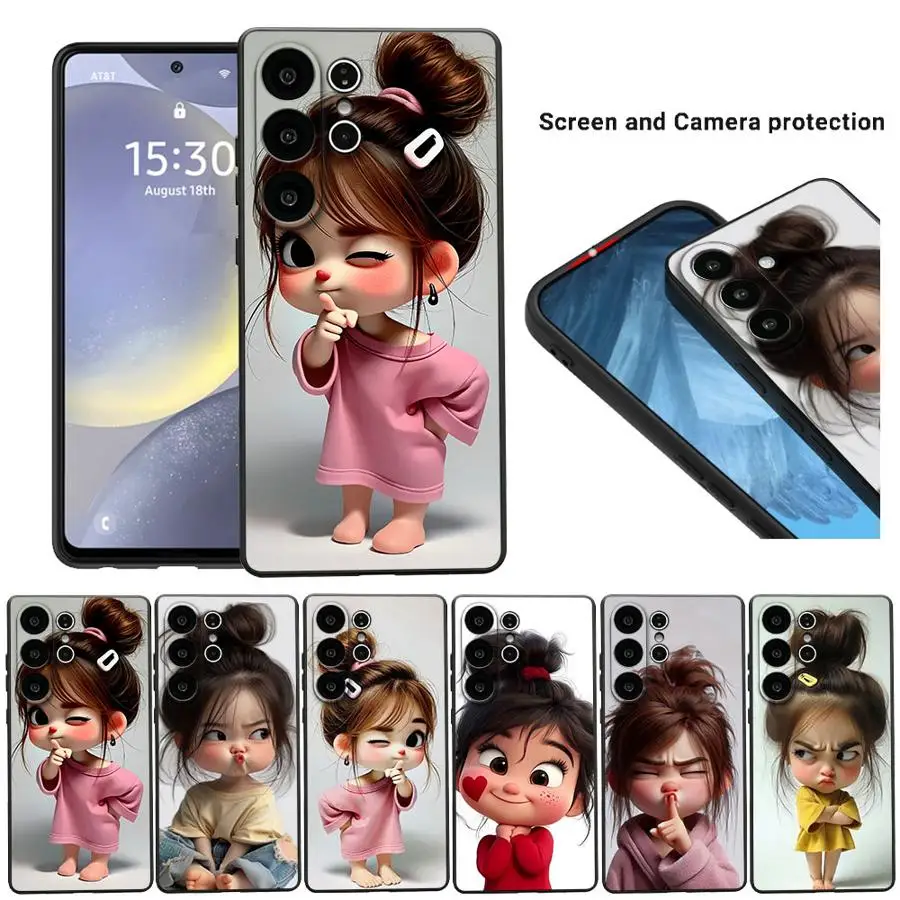Cartoon Girl Art Phone Cover Case for Samsung Galaxy S26 Ultra S21 FE S20 S24 S25+ Note 20 8 9 10 S25 Plus S23 S10 S9 S26+ S24+