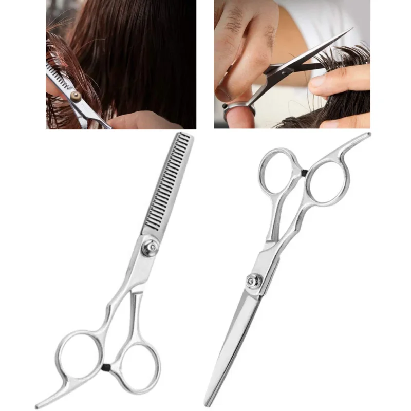 Ciseaux à cheveux professionnels en acier inoxydable, 2 pièces, ciseaux de barbier tranchants,