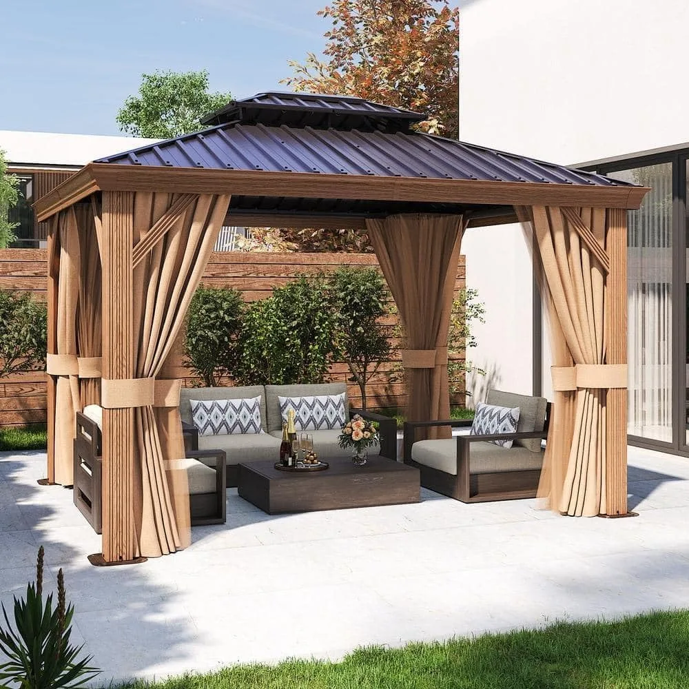 

Hardtop Gazebo,Galvanized Steel Double Roof,Finish Coated Canopy,Outdoor Metal Pavilion,for Backyard,Patio and Lawns