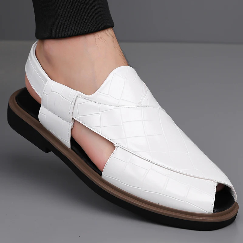 Men's Summer Breathable Soft-Soled Roman Sandals Anti-Slip Comfortable Slip-On Casual Covered-Toe Shoes-2021