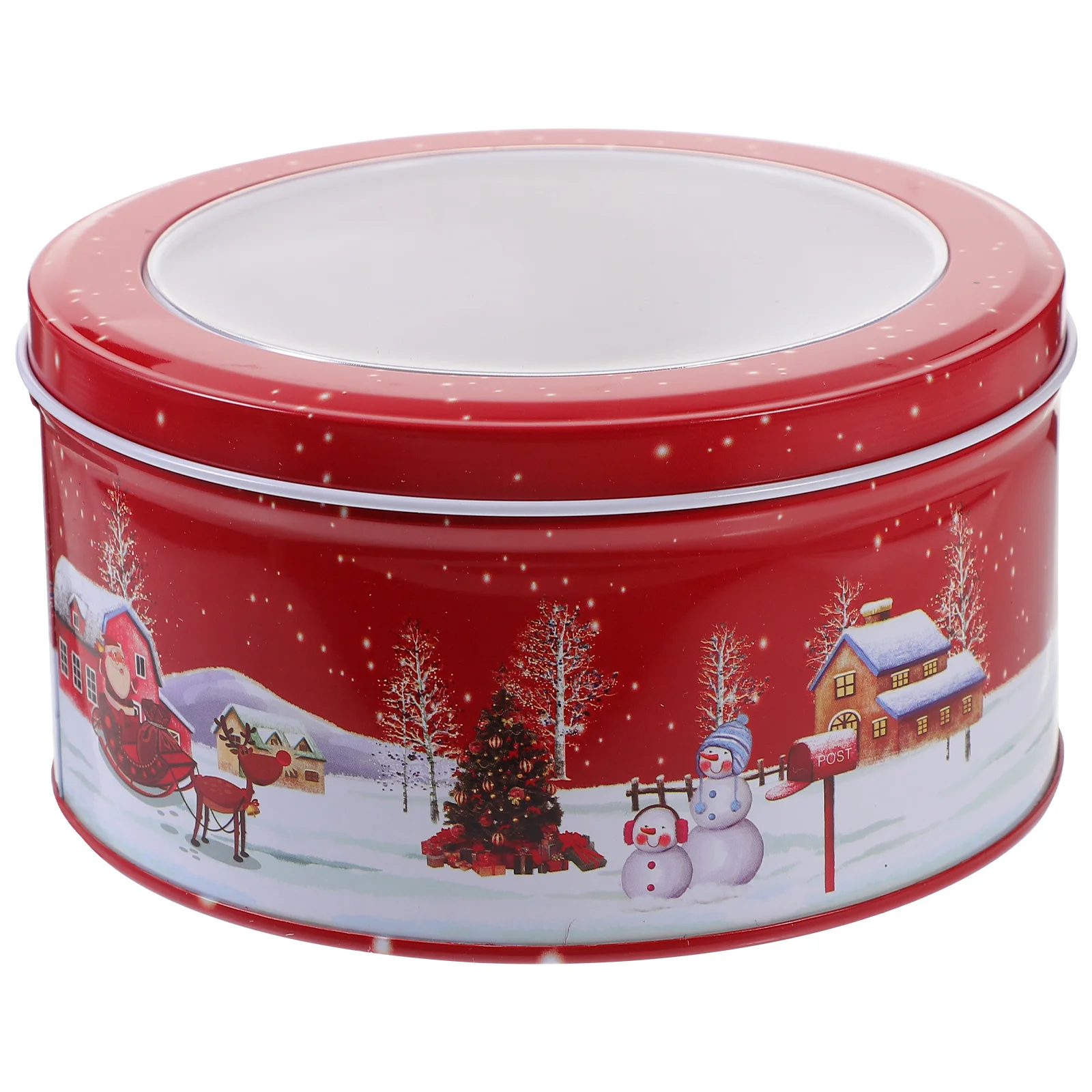 

1pc Sweet Container Box Christmas Tinplate Cookie Storage Container Xmas Gift Packaging Biscuit Metal Case Treat Jar