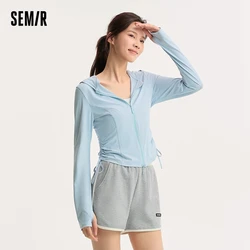 Куртка Semir женская короткая с капюшоном, Солнцезащитный топ с оригинальной пряжкой, облегающий Топ UPF100 +, лето 2024