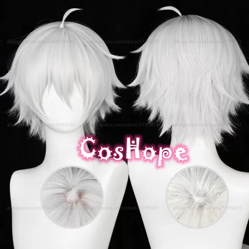 วิกผมคอสเพลย์ Seishiro Nagi วิกผมสั้น30ซม. สีขาวเงินวิกผมคอสเพลย์อนิเมะวิกผมสังเคราะห์ทนความร้อน