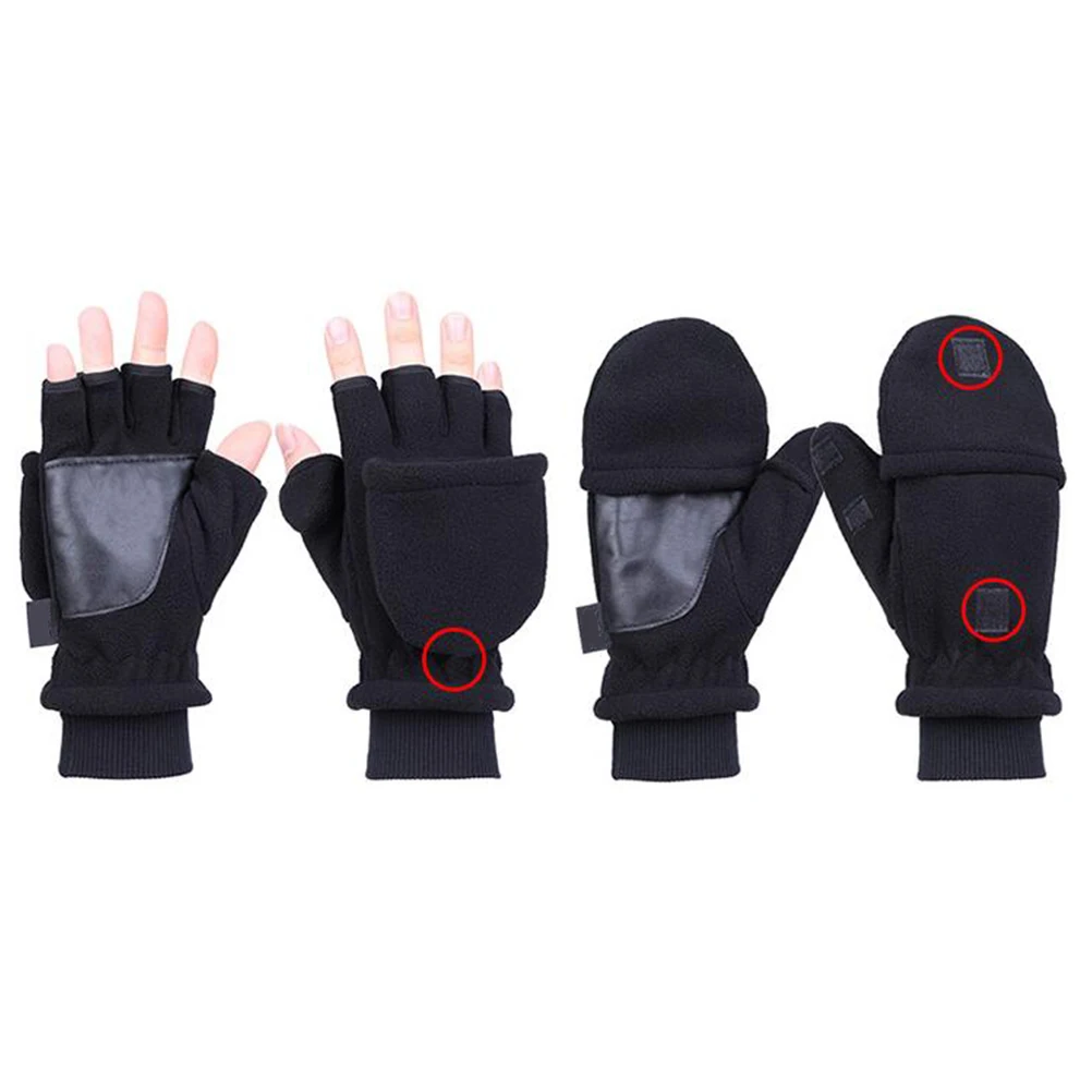 

Fleece Lined Touch Screen Gloves Half Finger Windproof Warm Riding Gloves For Outdoor Driving Fishing Photography Black