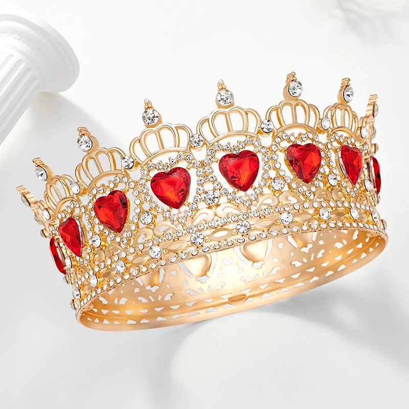 Royal Queen Heart Tiaras and Crowns for Women Princess Crown Wedding Party Round Diadem Bridal Hair Jewelry Accessories