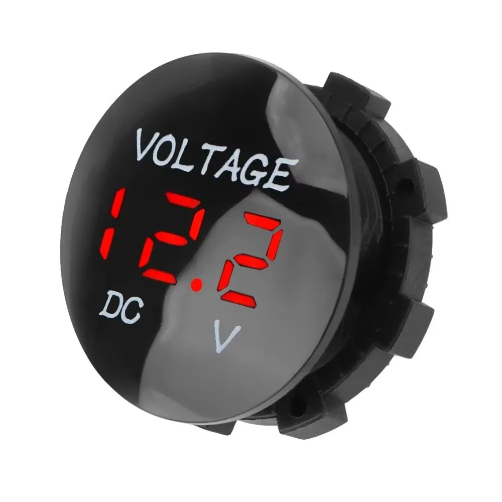 DC 12V-24V Digital Voltmeter Gauge Waterproof Automotive Replacement Car Motorcycle Voltmete Mini Round Panel 2
