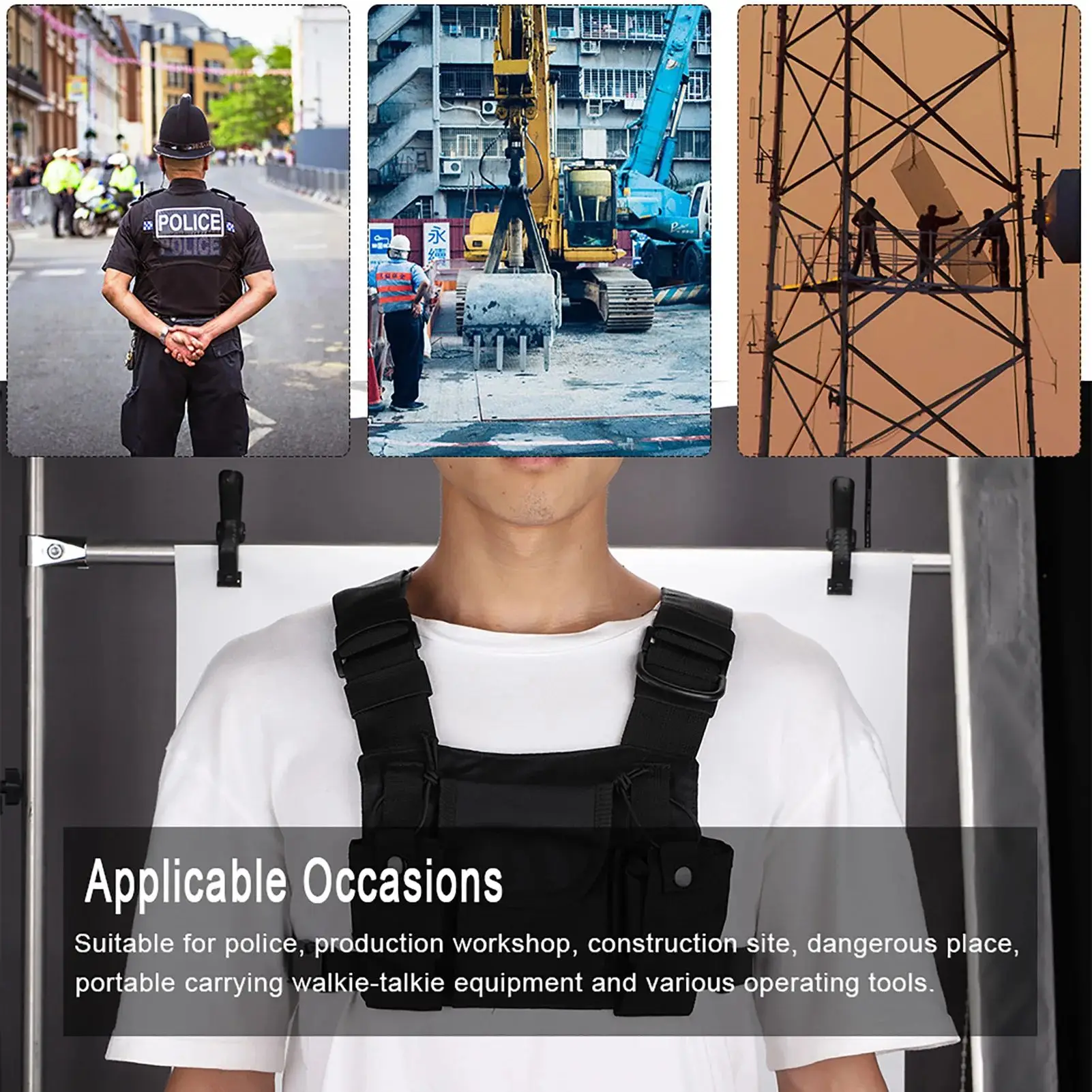 

for 2 Way Radio Walkie Talkie for Baofeng Radios Pocket Radio Chest Harness Chest Front Pack Pouch Holster Vest Rig Carry Case