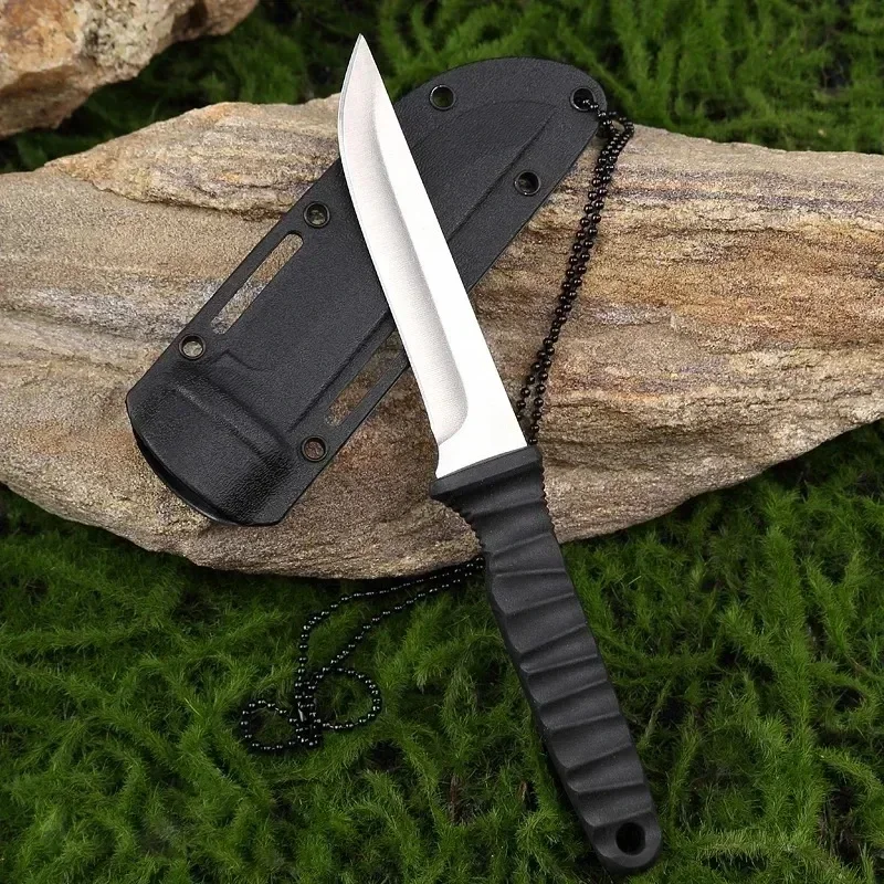 Outdoor-Messer mit scharfer und hochharter Klinge zum Schneiden von Seilen. Tragbares Campingmesser. Kompaktes Gerades Messer. Vielseitiges Mu