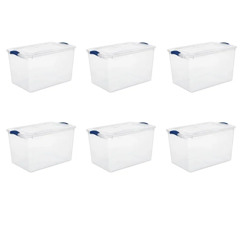 Sterilite 66 Quart. Latch Box Plastic, Stadium Blue, Set of 6storage  storage boxes  storage box