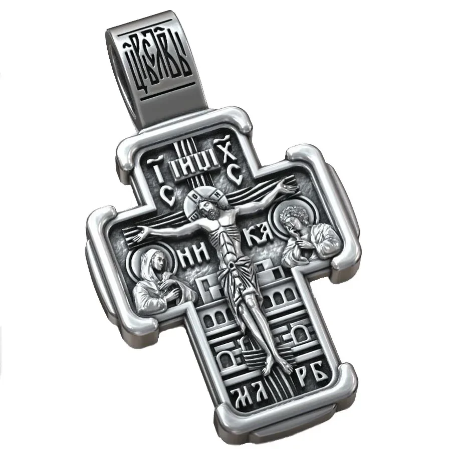 13g Jesus Christ Orthodox Cross Venerable Ilya Muromets Gold Pendant  Customized 925 SOLID STERLING Silver High Trendy