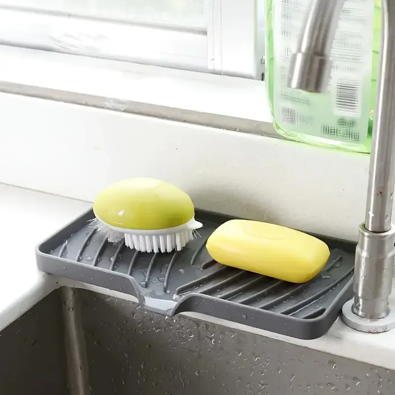 2Pcs Silicone Soap Dish with Drain, Self Draining Soap Holder for Shower Bathroom Kitchen Sink Organizer, Waterfall Soap Tray