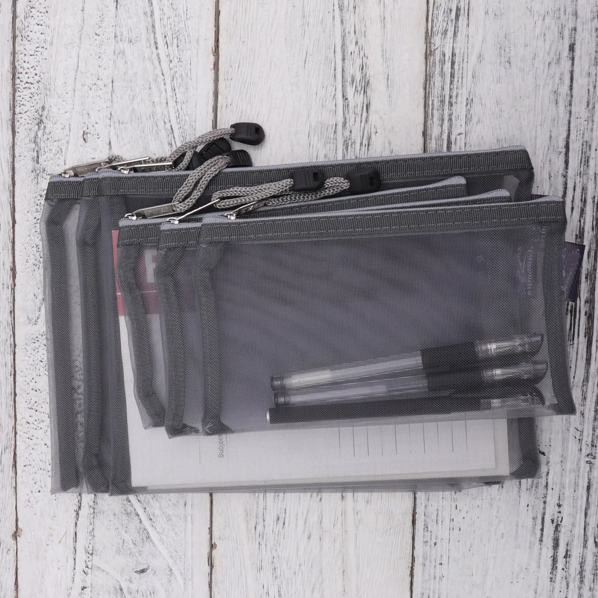 

6Pcs File File Bag Mesh Zipper Pouch Colorful Portable Set A5 A6 Stationery Pencil Case Document Holder Office School School