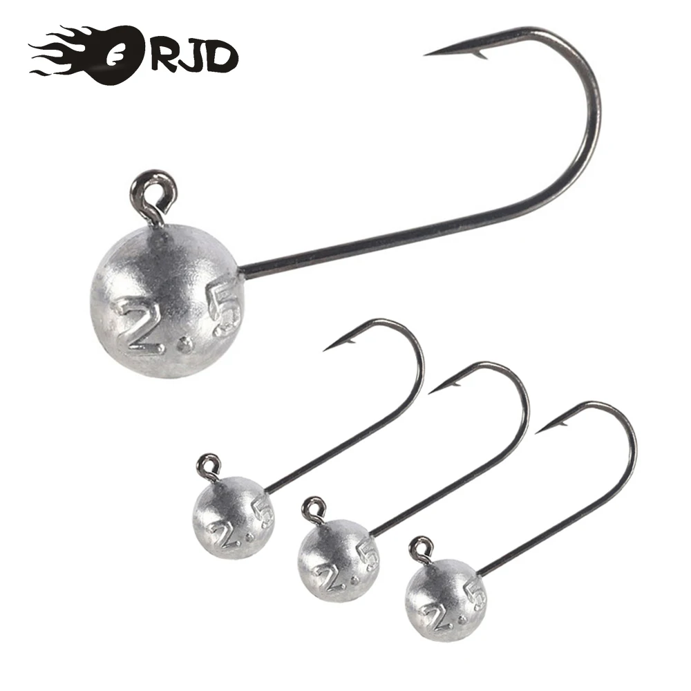 ORJD 10pcs Fishing Hooks 0.5g 1g 1.5g 2g 2.5g 3g 5g 7g 10gCrank Jig Head Hook Head Jig Lure Hard Bait Soft Worm Hook For Fishing