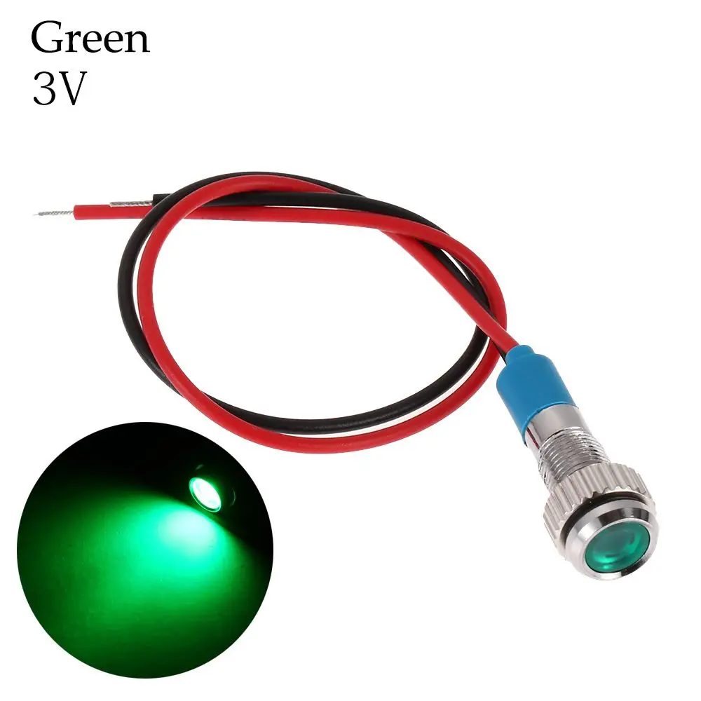 

1Pc Car Truck Boat Red Yellow Blue Green White With Wire 6mm 3V 5V 6V 9V 12V 24V 220V LED Metal Indicator Light Signal Lamp