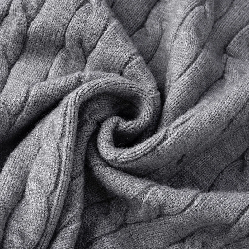 Grey Thick Thread Henry Neck Sweater for Men's Autumn Fashion Brand Lazy Fried Dough Twists Knits