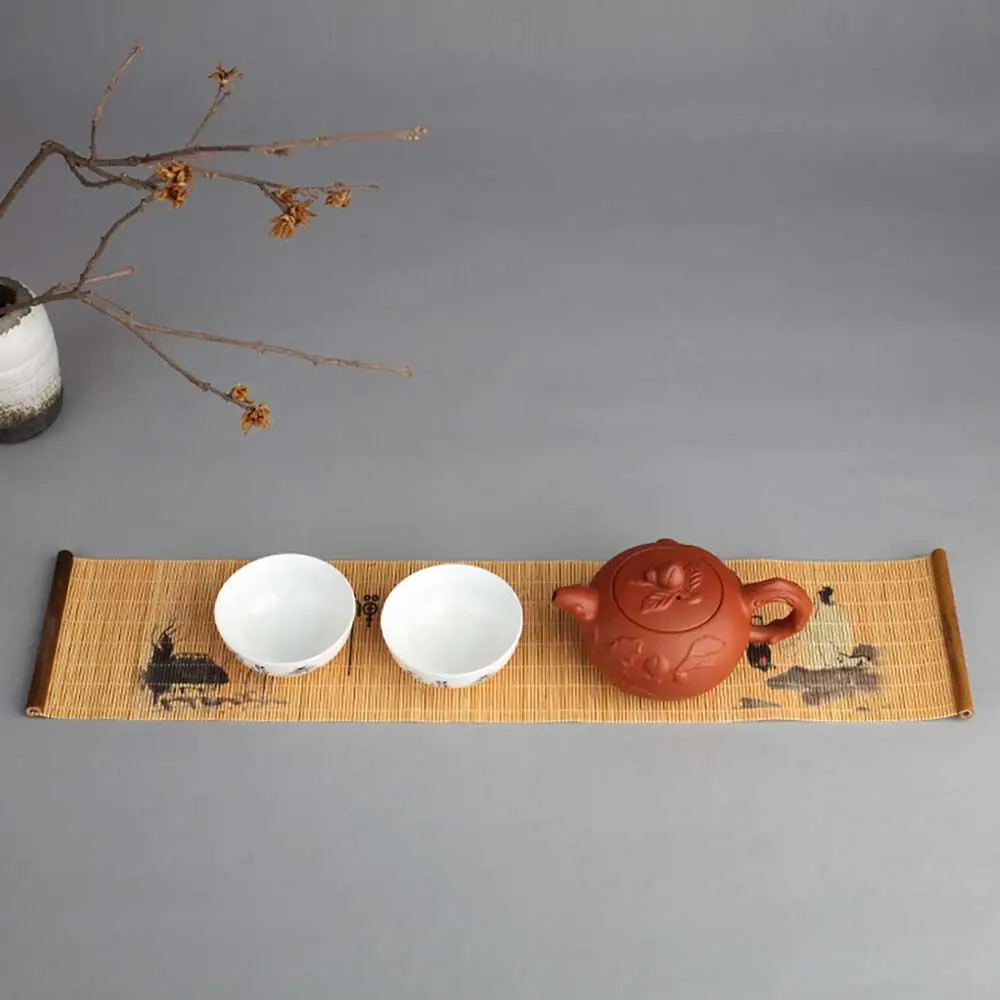 Creative Handmade Bamboo Tea Mats Placemat Table Mat Chinese National Tea Ceremony Decor Crafts Waterproof Table Runner