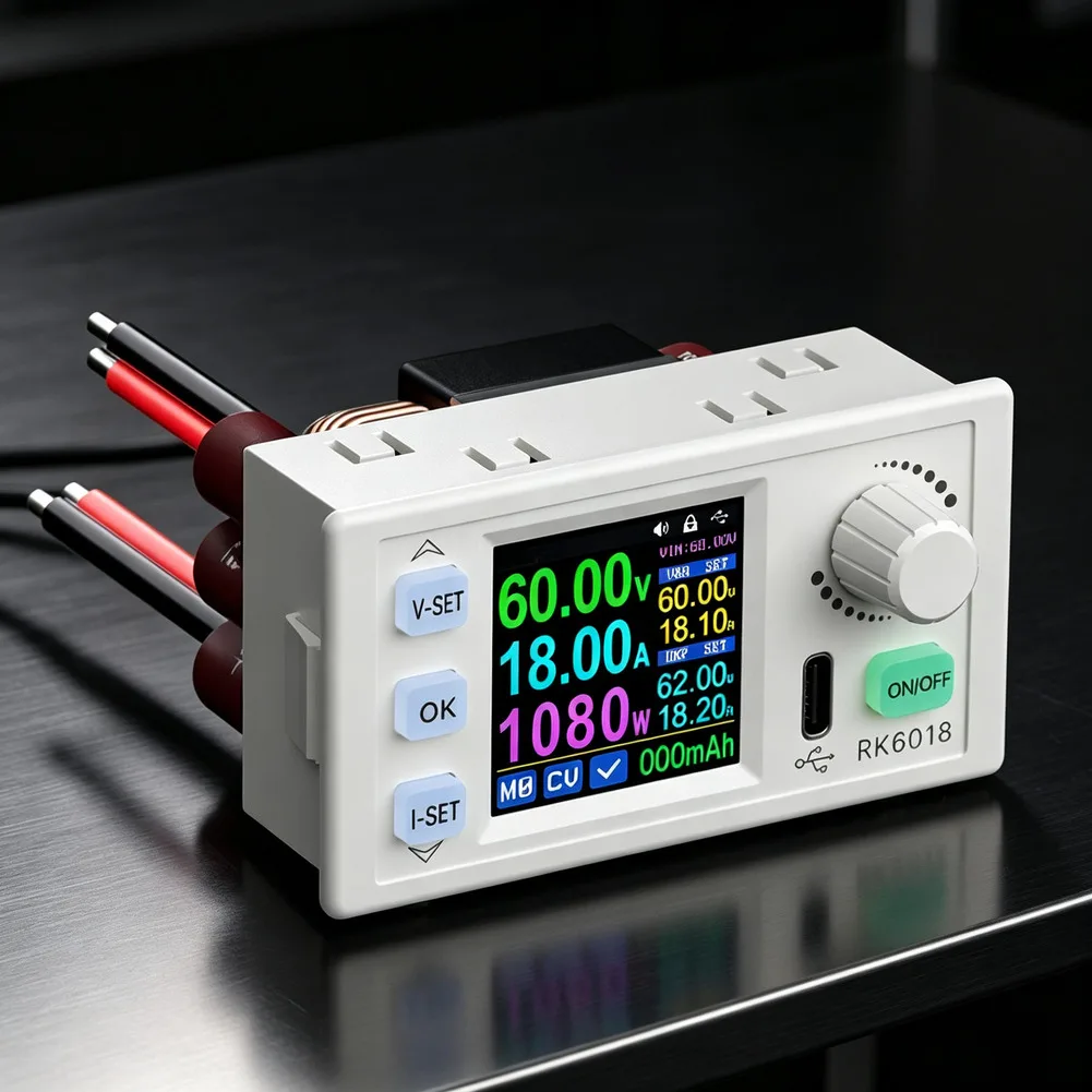 RK6018 1080W Digital Power Converter Module DC-DC Adjustable 60V 18A Color Display for Lab Testing and Prototyping