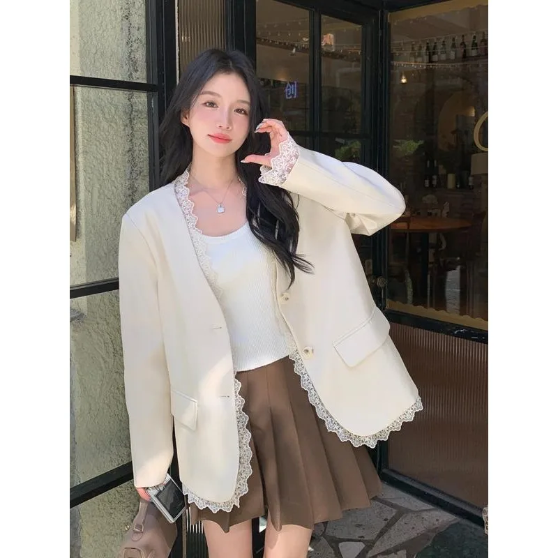 2025 New Lace Splicing Stylish Hot-selling Suit Jacket, 2025 High-end Spring New Stylish Casual Suit