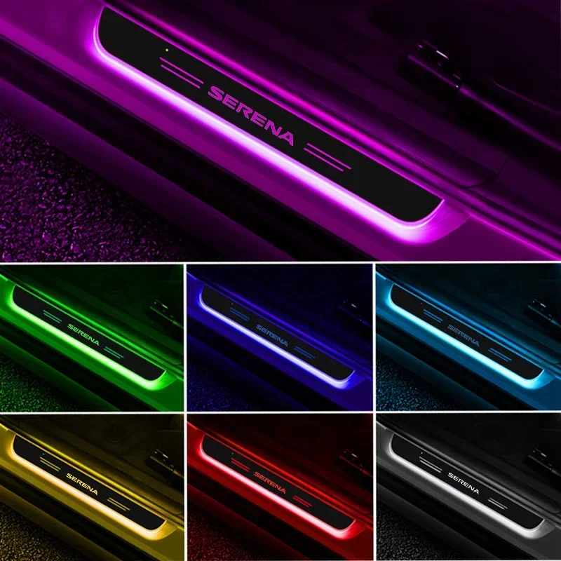 Acrylic LED Car Threshold Light for Nissan Serena Auto Front Rear Door Sill Welcome Pedal Plate Atmosphere Lamp Accessories