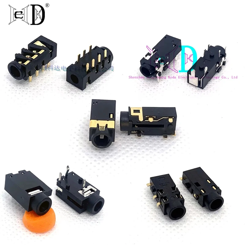 5 Pcs 3.5mm Audio Base PJ-328B PJ-383 Plug-in Dual Column Dual Channel Four Segment Headphone Socket Speaker PJ-342