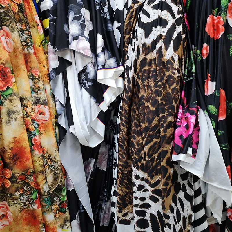Four Face High Elasticity Milk Thread Printed Fabric for Dresses Dance Performance Costumes Fabrics By Meter Diy Sewing Cloth