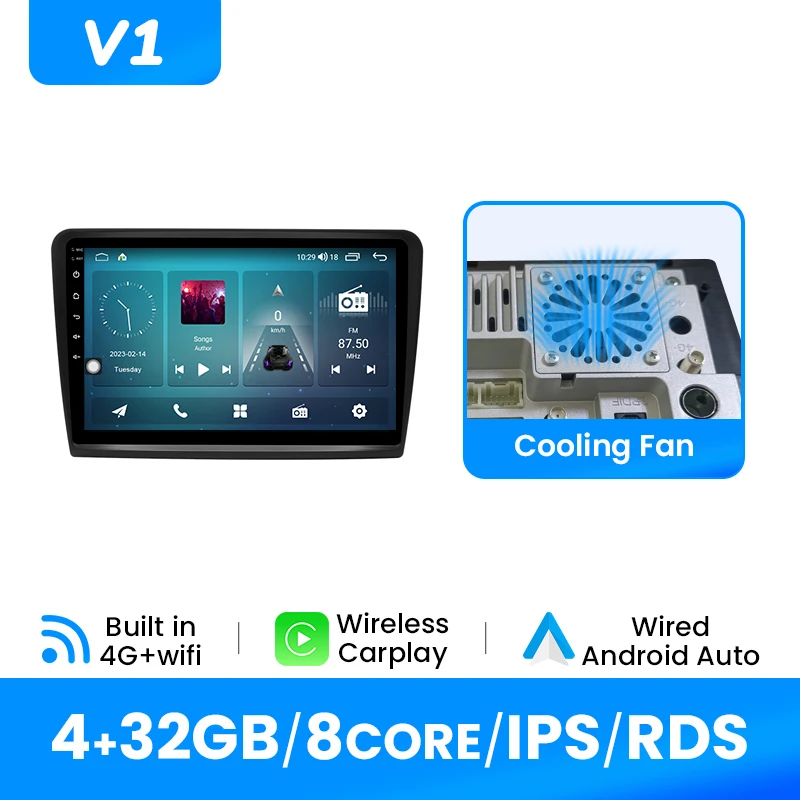 10.1inch IPS Multimedia Autoradio Speler Voor Skoda Superb 2 2008-2015 Draadloze Carplay Android 14 DSP 4G Wifi 2Din 8 + 128GB GPS
