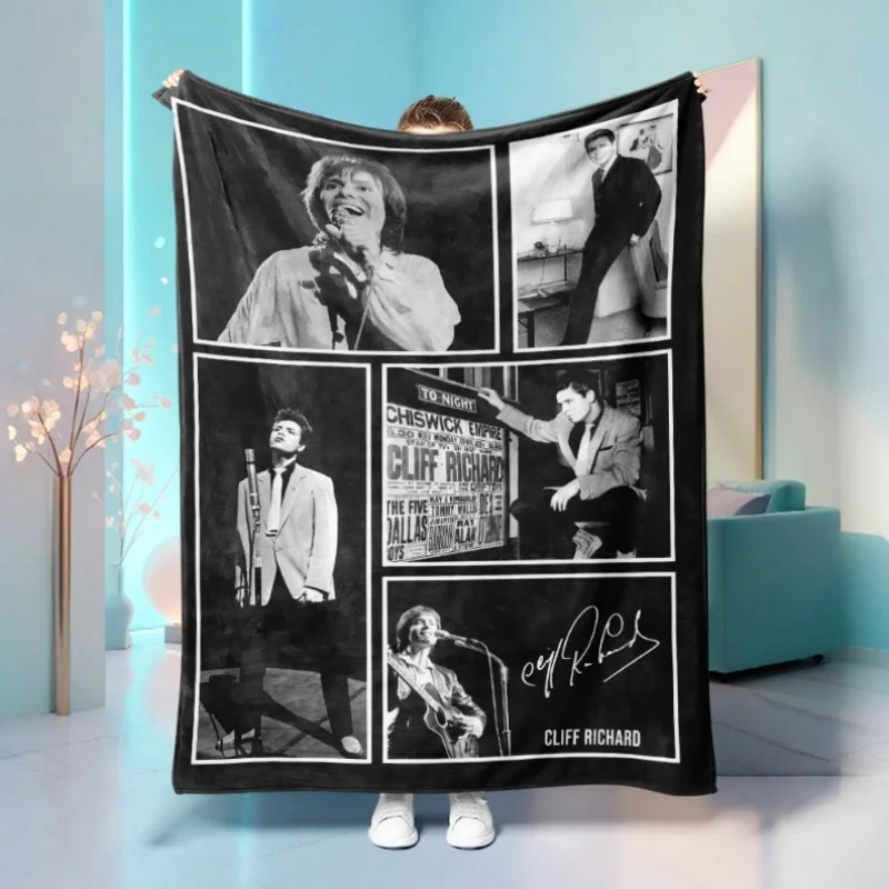 Customize 230GSM Digital Printed Fleece Blanket Featuring British Vocalist Cliff Richard, Soft And Skin-Friendly for Warmth | An