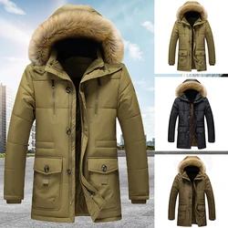 7XL Oversized Men's Coat Hooded Thicked Cotton Jacket For Men Windproof Warm Plush Collar Men's Windbreaker Men's Parka Clothing