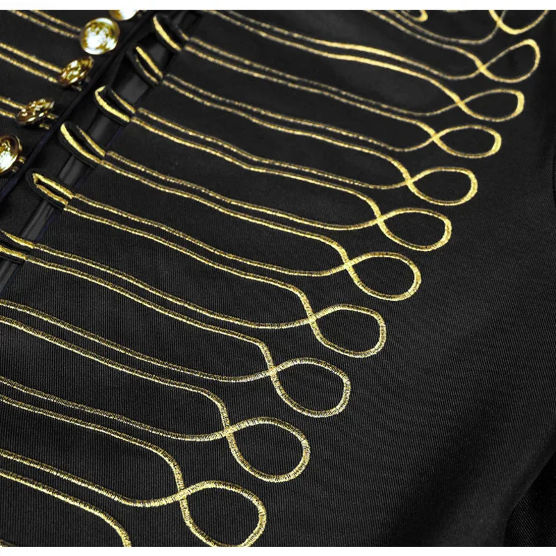 Chaqueta Husar bordada para hombre, Blazer Medieval de Cosplay, abrigo gótico Steampunk, uniforme de desfile de baterista, chaquetas militares, ropa para hombre