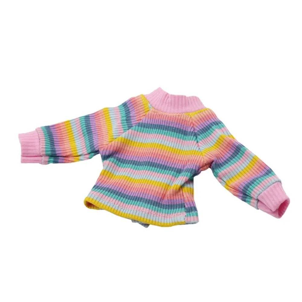 Striped 1/6 BJD Doll Clothes Rainbow Hoodies Fat Doll T-shirt Tops DIY Dress Up Kawaii BJD Doll Long-sleeved Clothes Girl Gift