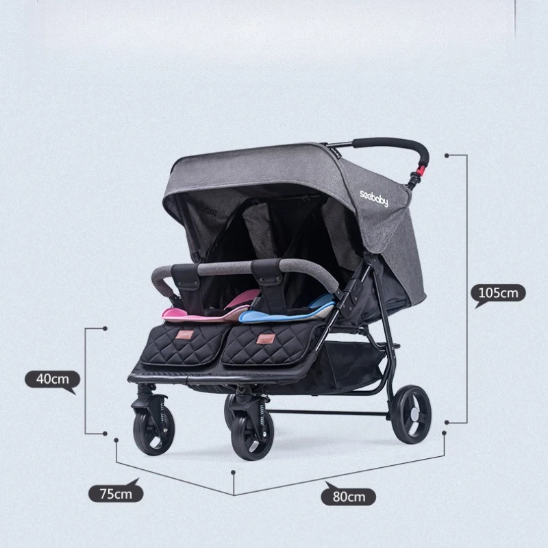 Image 6: Poussette double convertible inclinable et pliable, absorbant les chocs, pour deuxième enfant